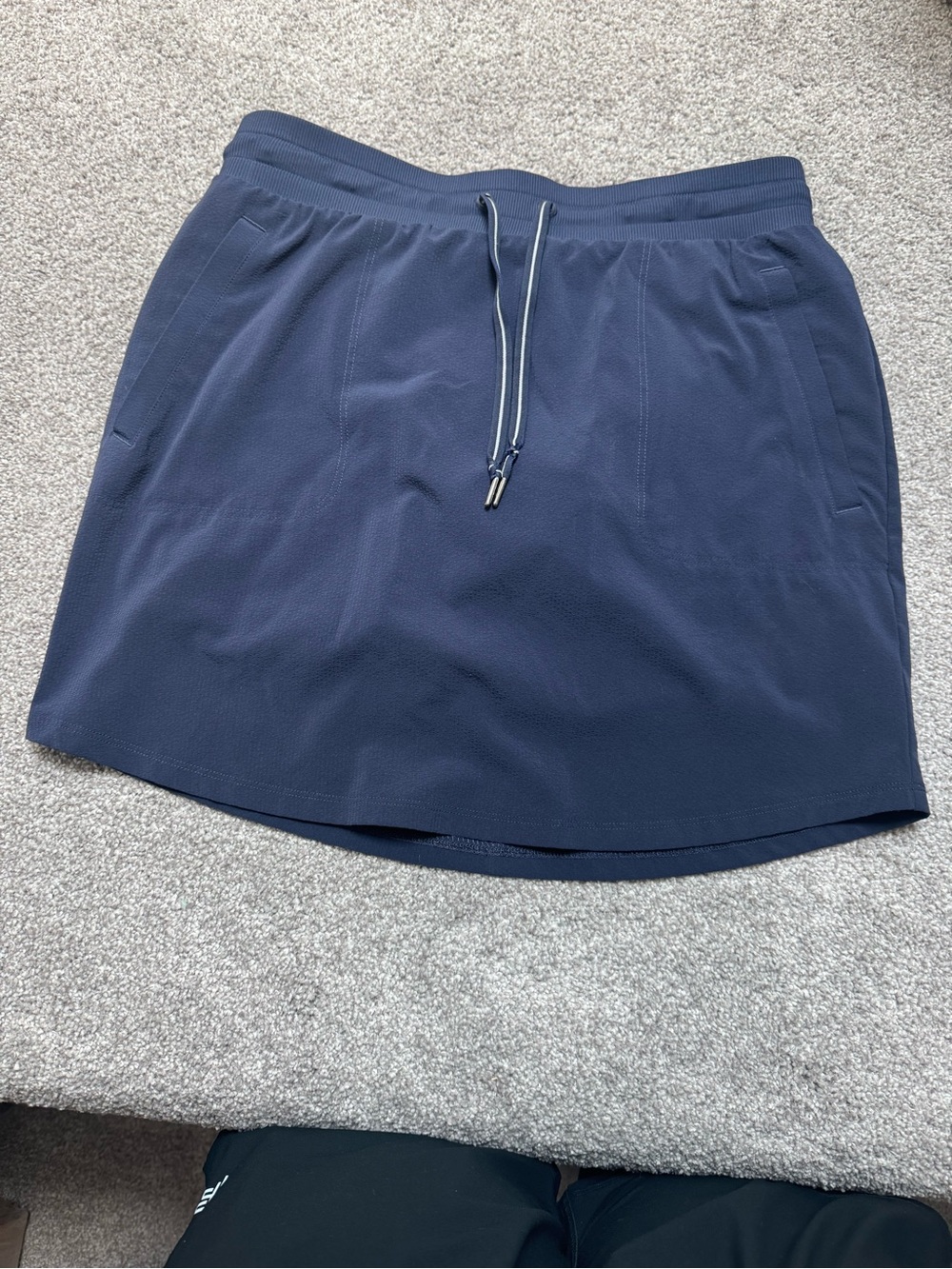 Talbots‎ Navy Blue XS Ribbed Waist Skirt Pockets and Drawstring